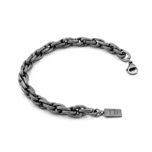Pulseira Corona em aço inoxidável preto para homem da marca portuguesa Twobrothers