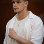 pulseira para homem em aço inoxidável com pendente ancora