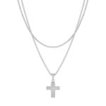 Conjunto de colar cruz em aço inoxidável com fio fino para homem da marca Twobrothers, Colar Burnet