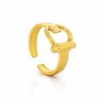 Anel Diane Gold para mulher em aço inoxidável polido em dourado e ajustável ao dedo da marca Twobrothers.