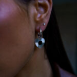 Brincos Mulher Coração Preto Prateado