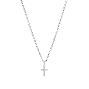 Colar Prateado Udine, para homem, com pendente em forma de cruz em aço inoxidável da marca portuguesa Twobrothers.