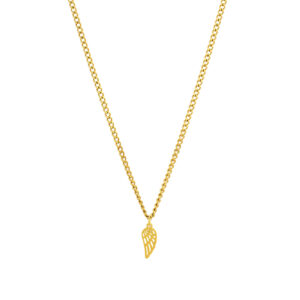 Colar Dourado Davis Wing, para mulher, em aço inoxidável com corrente discreta e pendente de uma asa, da Twobrothers.