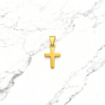 Pendente colar cruz dourado em aço inoxidável.
