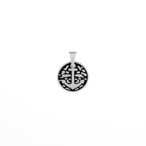 Pendente Medalha Ancora Watsonville Prateada, em aço inoxidável da Twobrothers, para Colares.