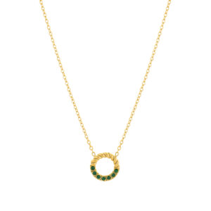 Colar Mulher Dourado com Brilhantes Verdes da Twobrothers