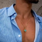 Colar Homem Dourado Pedra Azul - Image 3