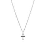 Colar Homem Prateado, para homem, com pendente em forma de cruz em aço inoxidável.