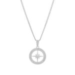 Colar masculino com pendente medalha bússola em aço inoxidável.