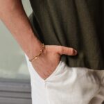 Pulseira masculina em aço inoxidável dourada da marca Twobrothers