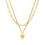 colar mulher duplo dourado com pendente coração