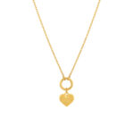 Colar dourado para mulher com pendente coração dourado em aço inoxidável.
