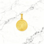 pendente medalha dourada para colar masculino em aço inoxidável