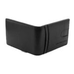 carteira para homem em pele preta, com gravação personalizada.