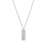 Colar para homem com gravação personalizada na chapa rectangular. Colar em aço inoxidável.