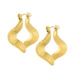 Brincos mulher em aço inoxidável dourado texturizado