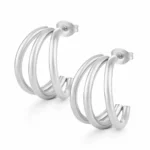 brincos mulher prateados em aço inoxidável