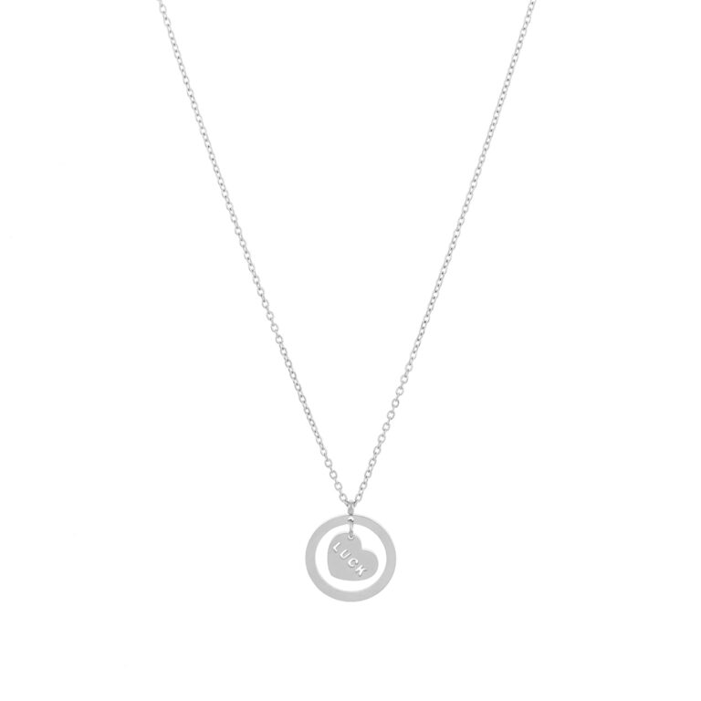 Colar para mulher em aço inoxidável com pendente luck