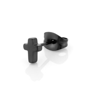 brinco homem em forma de cruz, prateado em aço inoxidável