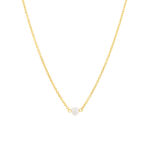 colar mulher em aço inoxidável dourado com pendente pérola