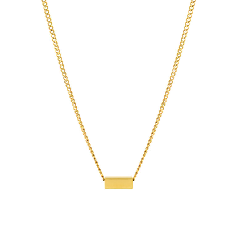 Colar Mulher Dourado Minimal Personalizável, em aço inoxidável, com pendente de 4 faces para personalizar.