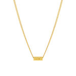 Colar Mulher Dourado Minimal Personalizável, em aço inoxidável, com pendente de 4 faces com gravação.