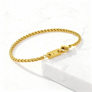 Pulseira para homem em aço dourado fina