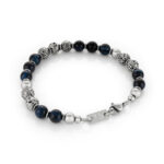Pulseira para homem Williams, em Aço inoxidável e pedras naturais azuis escuras