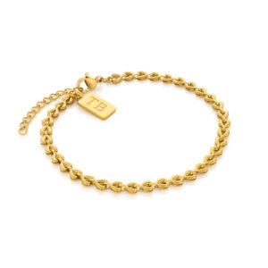 pulseira corrente corações para mulher em aço dourado