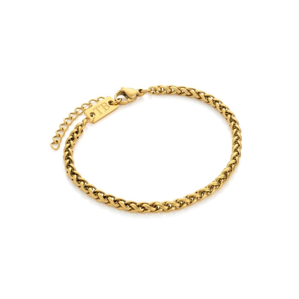 Pulseira mulher Dourada Leonora em aço inoxidável, estilo cordão entrelaçado da Twobrothers
