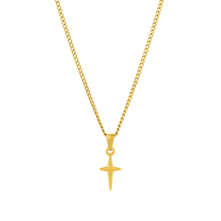 Colar Homem dourado com Cruz Clermont, para homem, produzido em aço inoxidável que não faz alergia, na categoria de moda em Portugal