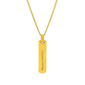 Colar Homem dourado com pendente boston, para personalizar, produzido em aço inoxidável que não faz alergia, na categoria de moda em Portugal