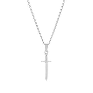 Colar Homem Prateado com pendente em forma de Espada, para homem, produzido em aço inoxidável que não faz alergia, na categoria de moda em Portugal