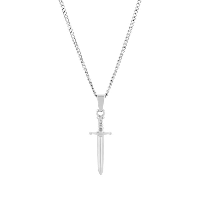 Colar Homem Prateado com pendente em forma de Espada, para homem, produzido em aço inoxidável que não faz alergia, na categoria de moda em Portugal