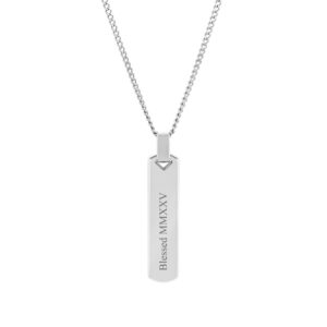 Colar Homem prateado com pendente boston, para personalizar, produzido em aço inoxidável que não faz alergia, na categoria de moda em Portugal