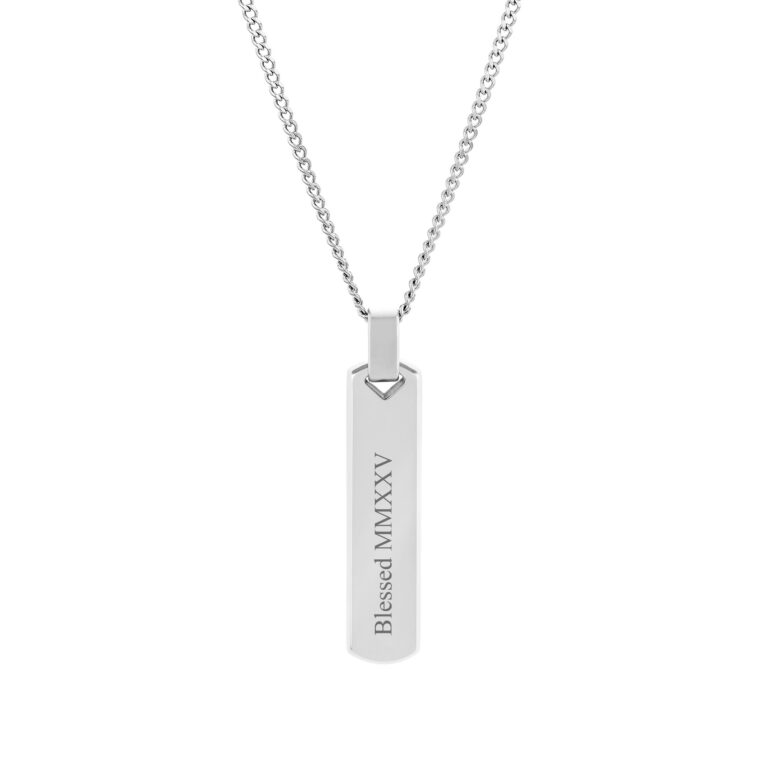 Colar Homem prateado com pendente boston, para personalizar, produzido em aço inoxidável que não faz alergia, na categoria de moda em Portugal