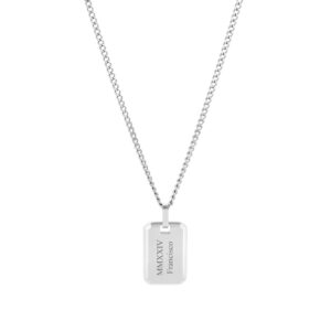 Colar Homem prateado com pendente Seattle, para personalizar, produzido em aço inoxidável que não faz alergia, na categoria de moda em Portugal