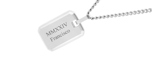 exemplo de gravação personalizada no pendente do colar