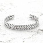 Escrava homem dupla prateada em aço inoxidável